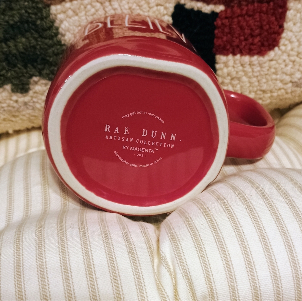Rae Dunn Believe Red Ceramic Mug -NEW - Picture 4 of 7